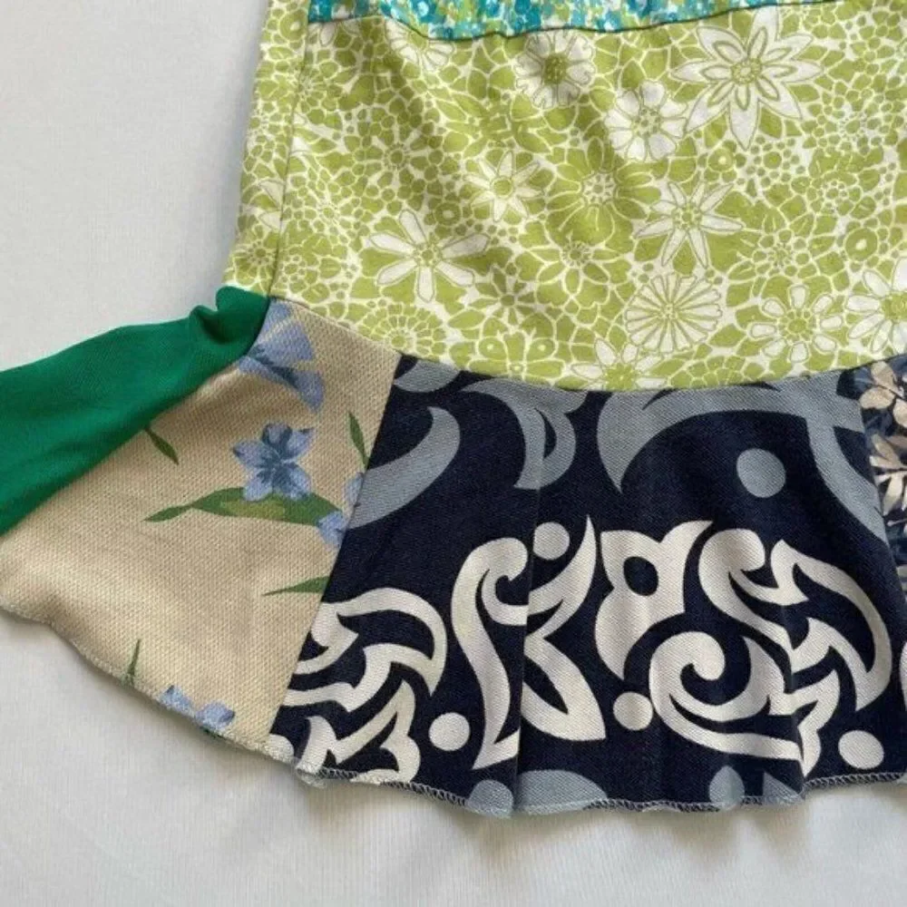 CourtneyCourtney Girls Green Dress 7/8 Sleeveless Halter Twirly Blue Handmade